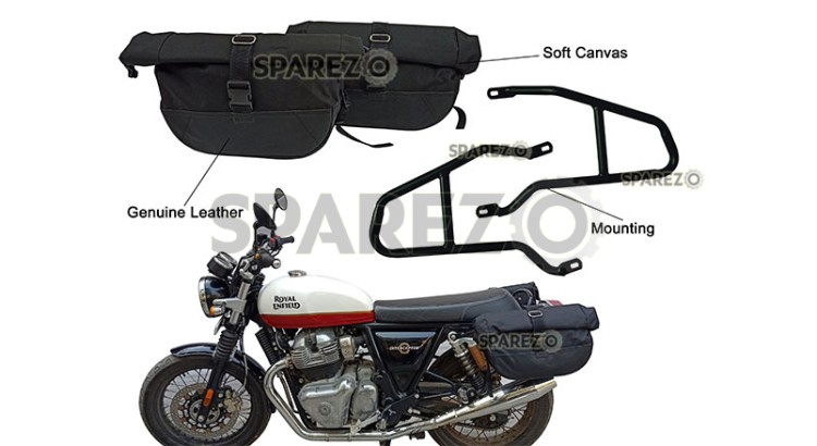 Royal Enfield GT Continental and Interceptor 650cc Soft Pannier Bags With Mounting Rails D2 - SPAREZO